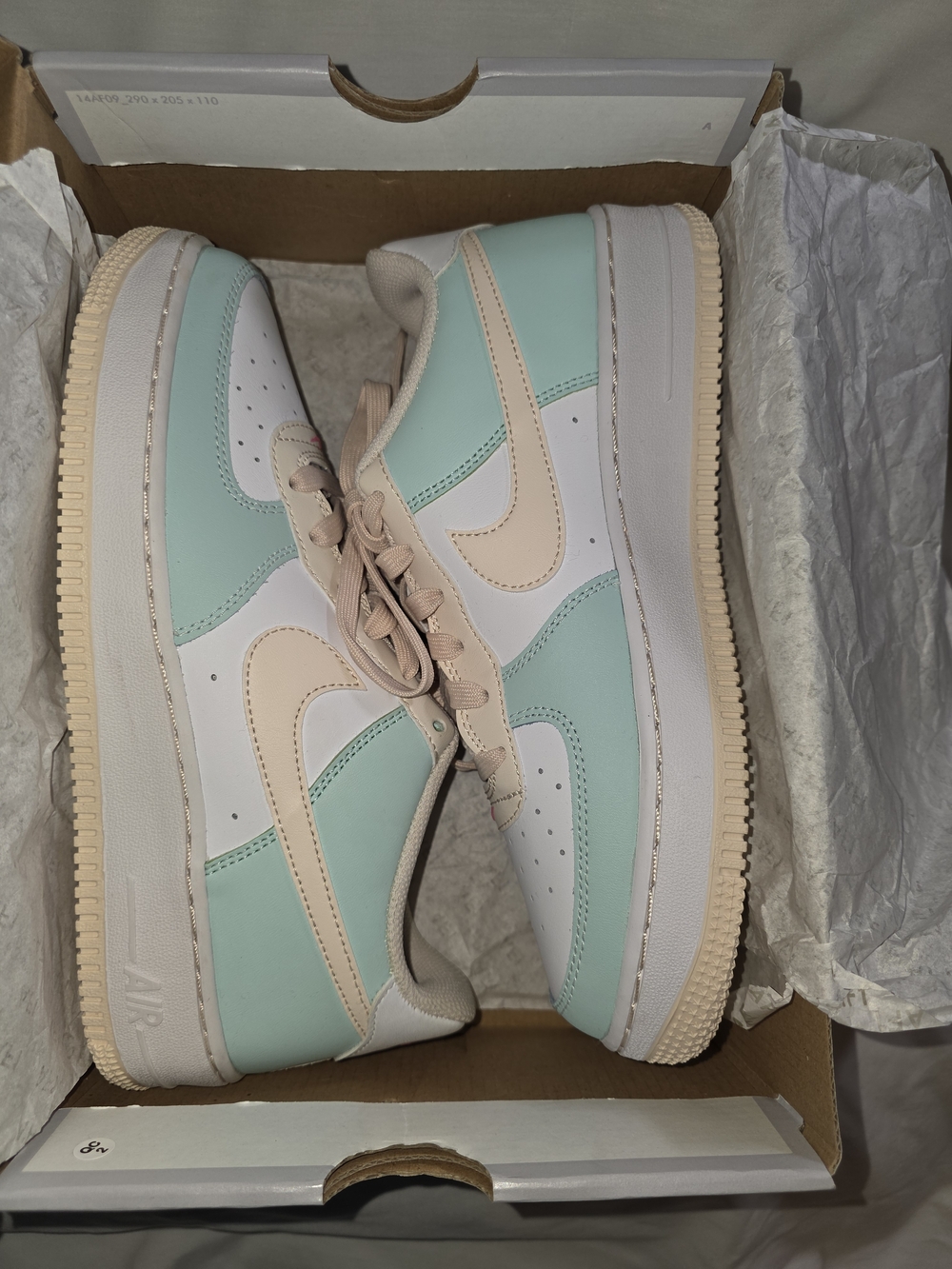 Nike Jade Ice/Guava Ice-white Air Force 1 (GS) Box - Size 7Y.